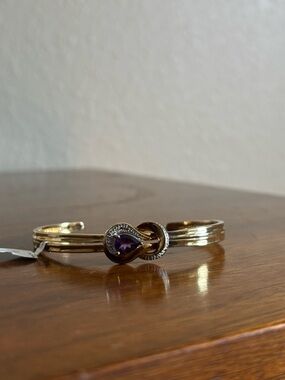 Amethyst 18k gold over brass bangle bracelet gift for her jewelry